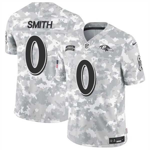 Mens Baltimore Ravens #0 Roquan Smith 2024 F.U.S.E. Arctic Camo Salute to Service Limited Stitched Jersey Dzhi